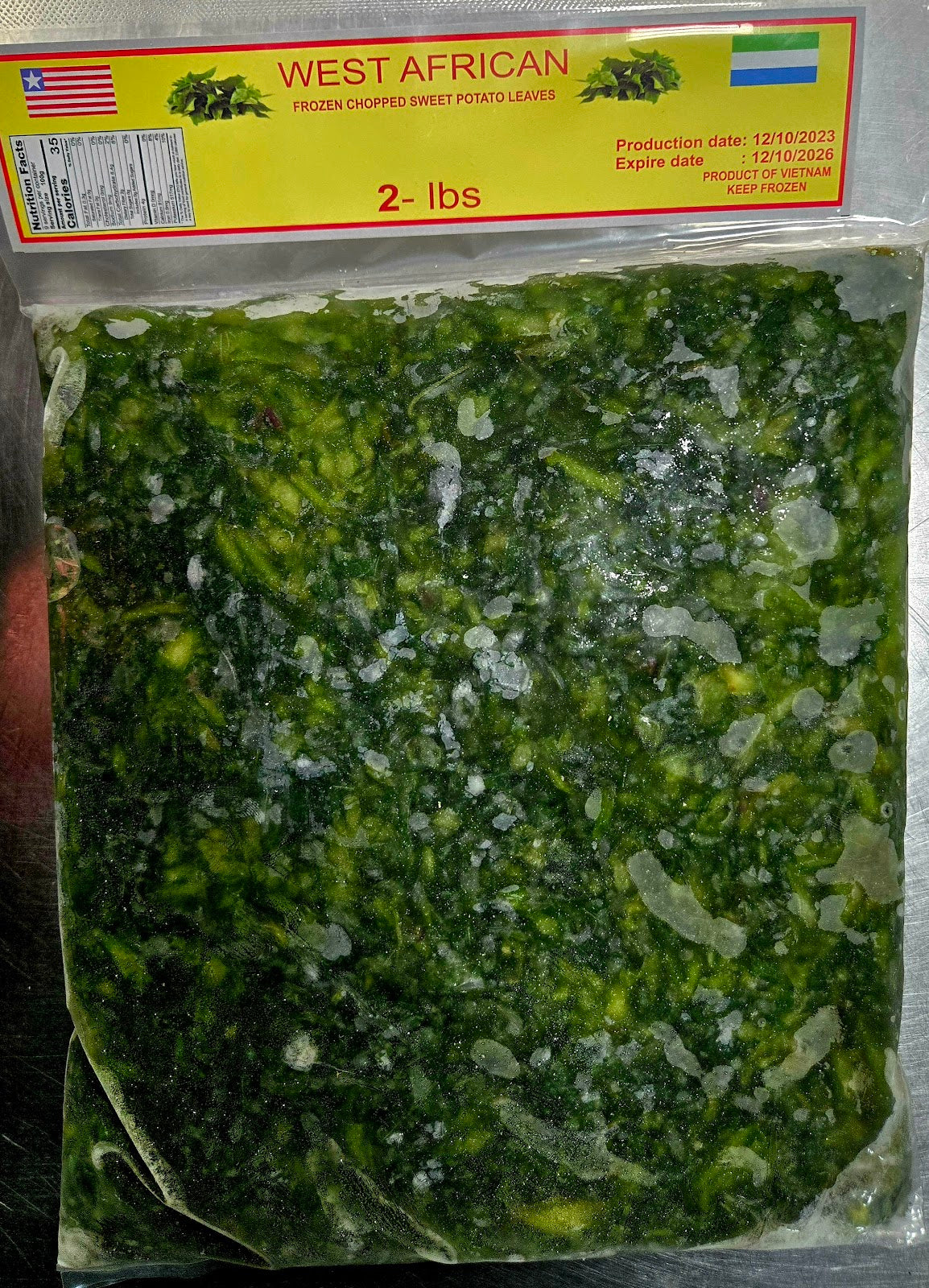 West African Frozen Chopped Sweet Potato Leaves
